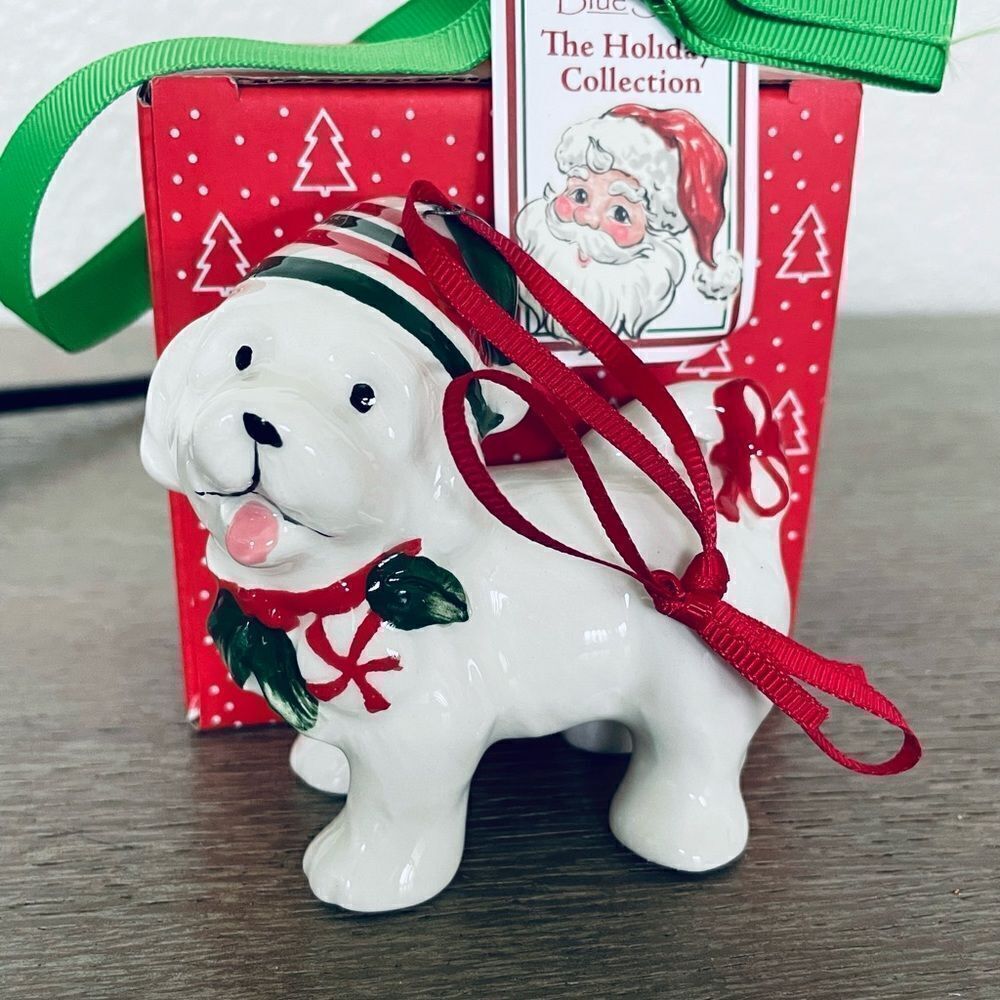 Blue Sky Ceramic Dog Christmas Ornament
